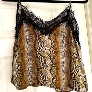 Lace Trim Satin Snakeskin Cami
